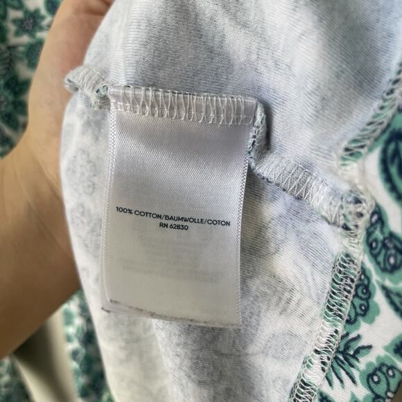 Lands End Turtleneck Blouse Womens Size Large Petite 14-16 Floral Blues - Picture 3 of 7